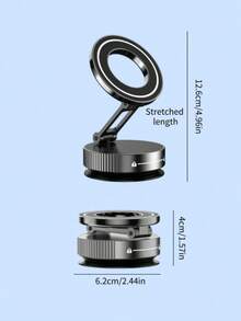 Alloy Magnetic 360° Tri-Axis Foldable MagSafe Car Phone Holder Vacuum Suction Cup Magnetic Base, Suitable For Navigation, Compatible With IPhone And All MagSafe Devices, Made Of Zinc Alloy, Multi-Angle Adjustment, No Charging Required, Foldable Design, Durable Hinge Mechanism, Won't Damage Car Interior Spring Gift - Multicolor - View 11
