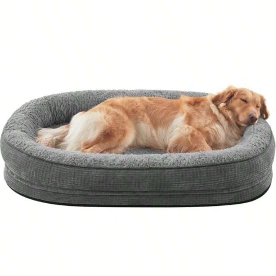 JOEJOY - Sofá ortopédico para perros de gran tamaño con soporte de espuma de huevo cojines de cuatro lados - XL42x32x6.5 - Ver 1