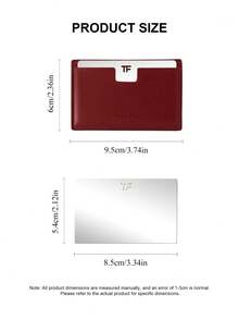 Tom Ford Burgundy Card Holder Mirror. Portable Double-Sided Mirror. Exquisite And Fashionable Leather Makeup Mirror. Portable Makeup Touch-Up Mirror. Suitable For Daily Use, Makes A Great Gift For Girlfriend. - Burgundy - View 3