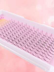 懒人福音！快速定位卡通精灵嫁接睫毛，120簇尖翼浅色混合条，8-15毫米，自然眼型 - 查看 4