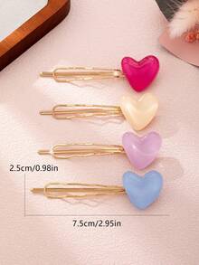 4个/套 心形休闲时尚多功能发夹 女士 - 彩色 - 查看 6