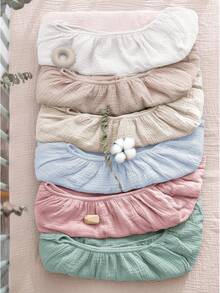 1pc Soft, Breathable 100% Cotton Muslin Baby Crib Sheet, Adorable Floral Cartoon Print, Unisex Newborn Essential - Multicolor - View 3