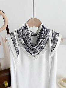 1pc Elegant Polyester (Polyester) Triangle Scarf, Suitable For All Seasons Decoration,Beach,Holiday - #1 White - View 5
