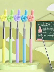 1支/3支/6支随机颜色可伸缩不锈钢指示棒，儿童阅读教学，可伸缩手指指示棒，适用于阅读、学习、学校、学生、文具、节日礼物，适合各种节日和场合 - 多色 - 查看 11