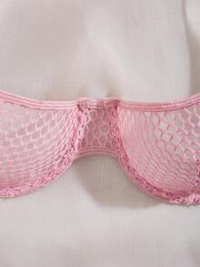 Bộ đồ lót lưới xuyên thấu gợi cảm 2 món, quần lót sexy thiết kế quyến rũ thời trang. - Hồng - Xem 4