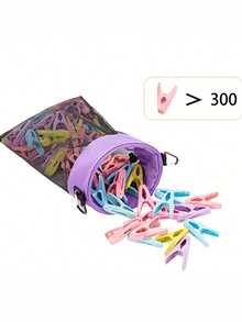 Mesh Clothes Peg Bag, Clothes Peg Bag With Hook, Drawstring Closure, Wide Mouth Clothes Peg Bag, Drawstring, Clothes Pegs, Wooden Clothes Pegs, Canvas Clothes Peg Storage Bag - Multicolor - View 2