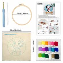 1pc Punch Needle Embroidery Kit, 20*20cm/7.8*7.8in, Includes Pre-Printed Pattern, Yarn, Embroidery Hoop And Needle Tools, Handmade Embroidery DIY Kit, Suitable For Adult Beginners, Home Gift, Women's Sewing Gift - A - View 9