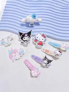2个/套 三丽鸥卡通发夹，可爱亚克力发饰，适合女性和女孩，包括Hello Kitty、My Melody、Cinnamoroll、Kuromi等日系可爱风格，经久耐用，抓力牢固，防滑，轻盈舒适，刘海夹，适合日常佩戴、约会、派对、工作、上学等场合，是三丽鸥粉丝的理想礼物。 - 多色 - 查看 6