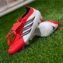 Adidas 男女鞋新款運動鞋人草訓練比賽防滑成人足球鞋AG短釘鞋 - 紅色/黑白色 - 查看 8