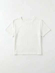 Áo thun ngắn tay ôm dáng màu trắng dành cho nữ, kiểu dáng thường ngày, co giãn, dễ phối đồ. - trắng - Xem 3