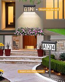 Solar Address Sign, House Numbers For Outside Light Up, 3 Colors Waterproof LED Illuminated House Numbers With Stake, Wall Mounted/In Ground Solar Powered Address Plaque For Yard Garden Home,Christmas Lighting, Christmas Decorations, Christmas Gifts, Valentine's Day And New Year Gifts - Tấm cửa đa năng - Xem 9
