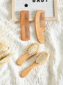 2/3/4 pezzi Set, quantità selezionabile, spazzola in legno fatta a mano per bambini, spazzola da doccia, spazzola per massaggio del cuoio capelluto, adatta per neonati e bambini, accessori per servizi fotografici per bambini (colore del legno casuale) - Multicolore - Visualizzare 6