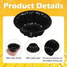 Meyeyaia 16PCS Mini Chocoflan Mold - 4 Inch Carbon Steel Fluted Mini Flan Molds For Baking, Reusable Nonstick Round Flower Shaped Rund Cake Pans For Chocoflan Cupcake Muffin Brownie Pudding Baking - White - View 2