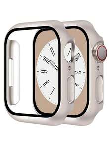 1pc Hard PC Protective Case With Screen Protector, Compatible With Apple Watch 40mm/41mm/42mm/44mm/45mm/46mm/49mm, Anti-Fall, Anti-Scratch, Fashionable Casual, Sporty, Compatible With Apple Watch Ultra/11/10/9/8/7/6/5/4/3/SE, Unisex - Starlight - View 1
