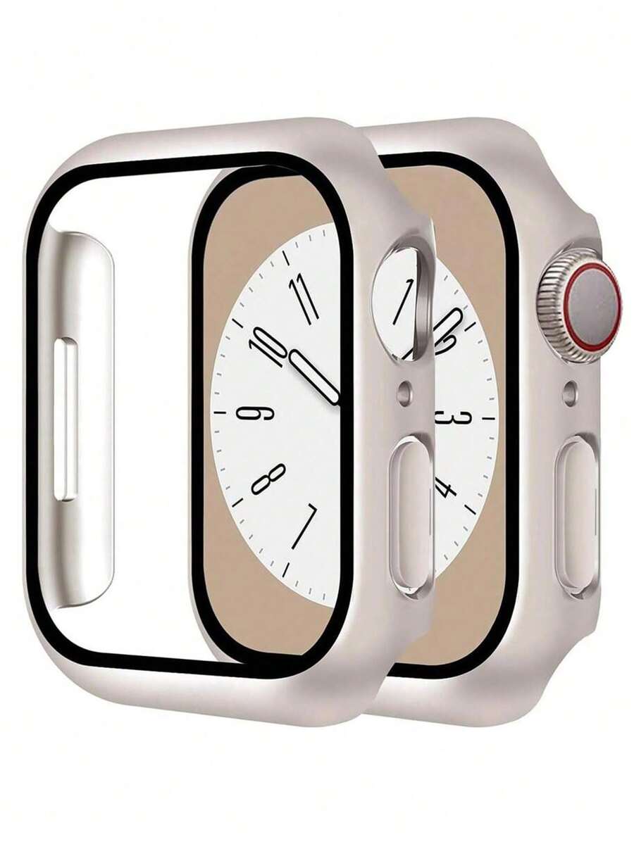 1pc Hard PC Protective Case With Screen Protector, Compatible With Apple Watch 40mm/41mm/42mm/44mm/45mm/46mm/49mm, Anti-Fall, Anti-Scratch, Fashionable Casual, Sporty, Compatible With Apple Watch Ultra/11/10/9/8/7/6/5/4/3/SE, Unisex - Starlight - View 1