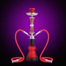 Bộ Shisha gồm 2 ống hút, 2 đầu nối, dài 55 cm. Bộ shisha hoàn chỉnh 20 inch bao gồm bình thủy tinh, chén sứ, kẹp than và ống hút bằng da. - Đỏ - Xem 6