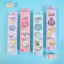 chiikawa Bộ 1 bút chì gỗ Jiyikawa hình hoạt hình dễ thương, cỡ HB, hình chú bé Usachi nhỏ, thích hợp làm quà tặng ngày lễ cho bạn bè và người hâm mộ (kiểu ngẫu nhiên). - Nhiều màu - Xem 10