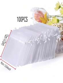 5/10/20/50/100 chiếc Túi vải organza nhiều màu, Túi đựng quà, Túi quà tặng, Đồ dùng gia đình, Túi đựng đồ bằng nylon, Đồ dùng tiệc tùng ngày lễ, Đồ dùng đám cưới, Bao bì trang trí quà tặng, Túi đựng đồ làm bánh, Bao bì phụ kiện trang sức, Túi dây rút quà tặng, Túi đựng trang sức quà tặng sinh nhật - Trắng - Xem 21