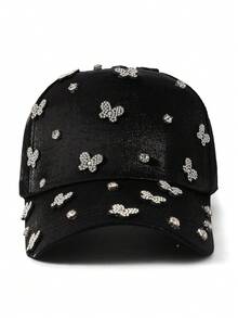 1pc Women's Adjustable Rhinestone Butterfly Baseball Cap, Fashionable Versatile Hat Suitable For Couples - Baseball Cap - View 10
