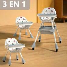 Ajustable Silla Periquera Bebé Alta Para Comer Con Bandeja - Gris - Ver 2