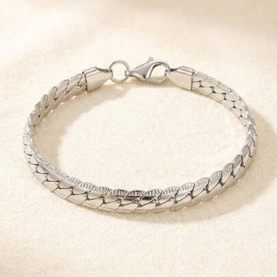 1pc Classic Personalized Silver Stainless Steel Chain Bracelet Hip Hop Jewelry Accessories Street Jewelry Chain Bracelet Party Jewelry Bracelet Accessories