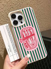 A Simple Cartoon Drawing Striped Sardine Design Mobile Phone Case Suitable For IPhone17 Pro Max/17 Pro/16 Pro Max/16 Pro/16/15 Pro Max/15 Pro/15/14 Pro Max/14/13 Pro Max/13 Pro/13/12 Pro Max/12 Pro/12/11 Dustproof, Waterproof, Shockproof, And Anti Fall Soft Shell - Beige - View 2