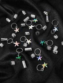 35pcs Women's Braid Hair Clips, Beach Hair Accessories, Summer Vacation Braid Clips, Personalized Fashion Vintage, Suitable For Daily Wear, Hair Styling Accessories, Braid Hair Accessories For Festivals - Silver - View 5