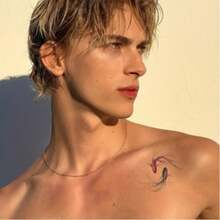 1 Set Mermaid Twin Fish Encircle Pattern Temporary Tattoo Sticker, Long-Lasting, Realistic Appearance, Waterless, Glare-Free Fake Tattoo, Unisex, Ideal Gift Choice - Black - View 8