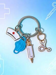 1pc Elegant Nurse/Doctor Mask Keychain, Medical Rescue Worker Keychain, Nurse's Day Gift Keychain, Fashionable Bag Decoration, Suitable For Nurse's Day Gift, Back To School Gift, Gift For Friends - Multicolor - View 1