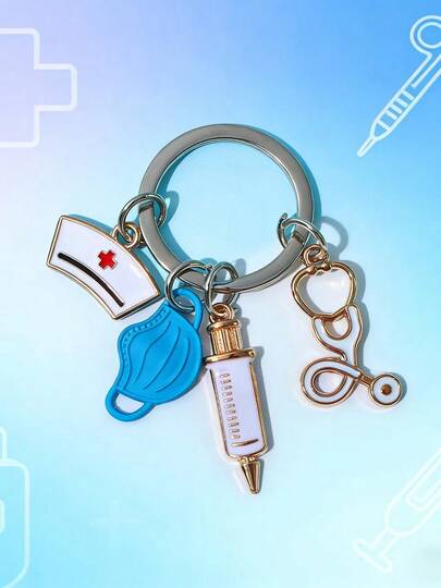 1pc Exquisite Nurse Doctor Mask Keychain, Medical And Rescue Personnel Keychain, Nurse's Day Keychain Gift, Fashionable Bag Decoration, Suitable For Nurse's Day Gift, Suitable For Back-To-School Gift, Suitable For Friends Gifts For Mother, Father, Graduation, And Teacher