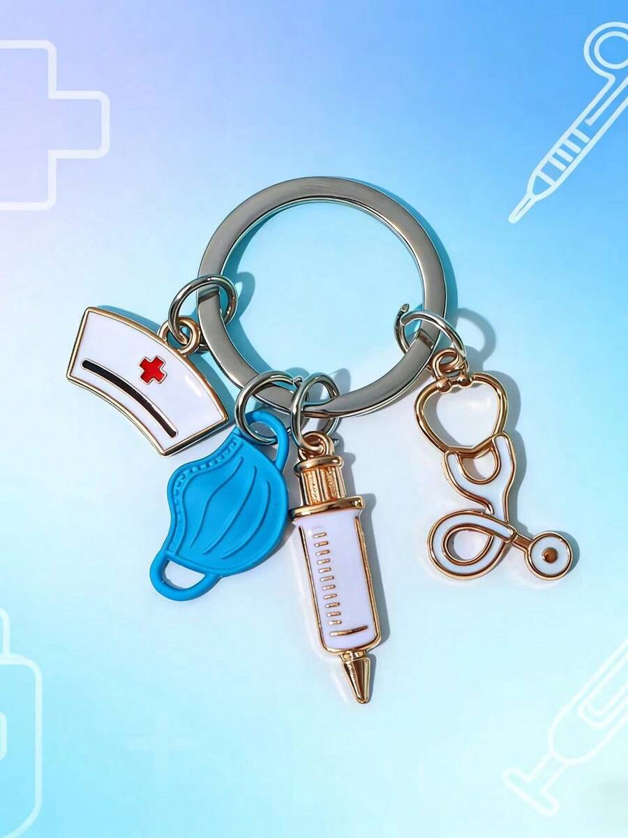 1pc Elegant Nurse/Doctor Mask Keychain, Medical Rescue Worker Keychain, Nurse's Day Gift Keychain, Fashionable Bag Decoration, Suitable For Nurse's Day Gift, Back To School Gift, Gift For Friends - Multicolor - View 1