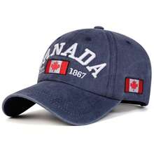 1pc Men's CANADA Letter Embroidered Washed Baseball Cap, Fashionable Adjustable Sun Protection Casual Hat Suitable For Spring, Autumn Outings, Travel, Beach, Party - Multicolor - View 10
