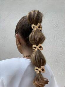 1个/3个装女士时尚金属奢华蝴蝶结发圈，适合夏季海滩度假搭配 - 彩色 - 查看 2