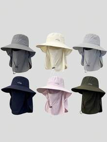 1pc Men's Breathable Mesh Bucket Hat, Summer Sun Protection Fishing Cap, Versatile Lightweight Outdoor Hiking Hat With Neck Cover - A - View 9
