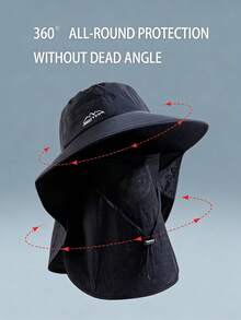 1pc Men's Breathable Mesh Bucket Hat, Summer Sun Protection Fishing Cap, Versatile Lightweight Outdoor Hiking Hat With Neck Cover - A - View 6