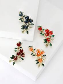 奢华珐琅柿子胸针 - 男女通用水果胸针，适合休闲派对佩戴，也可作为珠宝配饰或朋友礼物/徽章装饰 - 柿子 - 查看 3