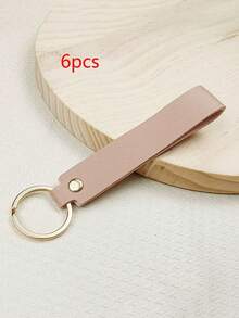3/6pcs Versatile Solid Color Leather Keychains, Wristlet, Bag Charms, Couple Keyrings, Perfect Gifts School Car Accessories Cute Goth Y2k - Multicolor - View 25