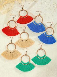 TopHanqi Random Assorted Tassel Earrings Set For Women, Elegant Personalized Earrings Suitable For Beach Vacation, Photo Shooting - Multicolor - View 5