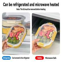900ML 304 Stainless Steel Lunch Box With Cute Cartoon Pattern, Microwave Heatable & Leak Proof Fruit Salad Food Container, Refrigerator Fresh-Keeping Box With Lid, Portable Large Capacity Bento Boxe, Suitable For Student And Adult Use In School, Office, Outdoor Camping, Picnic, Travel,Back To School - Multicolor - View 7