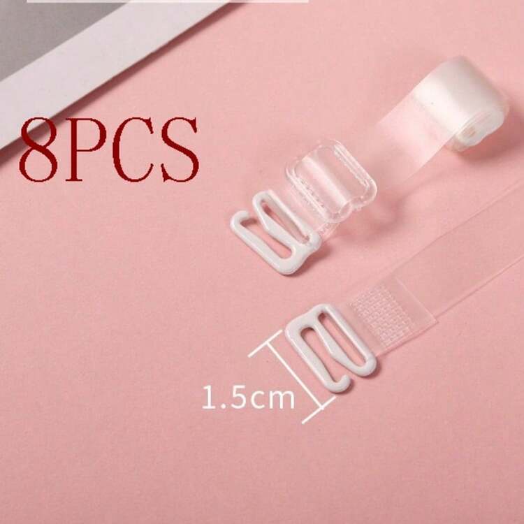8pcs Wider Transparent Matte Invisible Bra Straps With Adjustable Clear Shoulder Straps, Non-Slip Design - Frosted - View 7