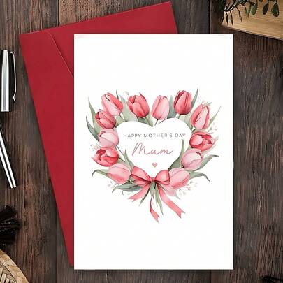 1PC Mother's Day Card, Happy Mother's Day Card, Wishing Mom A Happy Mother's Day, Love You, Mom, The Perfect Card For The Best Mom
