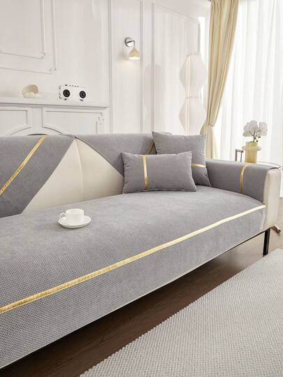 1PC Gold-Edge Non-Slip Sofa Cover, All Season Universal Sofa Cushion Cover, Pet Friendly Anti-Cat Scratch Sofa Protector, Washable Room Decor For Living Room,Couch Covers For L-Shaped, Single, Loveseat, 3-Seaters,4-Seater Sofas And Sectional Couches(Sold Separately)