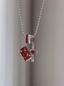 1 chiếc mặt dây chuyền hình lá bài Tarot mới năm 2026, hình chữ thập, trái tim, kiếm, ngôi sao, kiểu dáng hình học, đính đá Cubic Zirconia nhiều màu sắc theo phong cách Y2K, phù hợp với trang phục hàng ngày và phụ kiện dự tiệc. - Nhiều màu - Xem 3