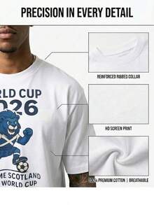 Men's FIFA World Cup 2026 Themed T - Shirt With Scottish Lion Graphic, 100% Cotton, Breathable & Comfortable, Essential For Cheering On Your Team - trắng - Xem 2