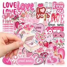 50pcs Heart Shaped Stickers For Decorating Phone Cases, Notebooks, Diaries, Planners, Guitars, Skateboards, Valentine's Day Gifts - Love - View 4