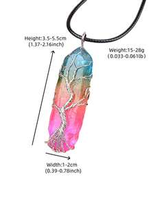 手工缠绕彩虹水晶柱生命之树吊坠项链，时尚简约饰品，独特个性化颈链 - 編織電鍍項鍊 - 查看 12