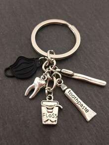 1pc Fashionable Toothpaste, Toothbrush, Keychain, Dental Keychain, Jewelry, Alloy Keychain, Versatile Bag Decoration, Phone Case Decoration, Suitable For Giving Friends As A Gift, Suitable For Giving Doctor Friends, Suitable For Backpack Decoration Gifts For Mother, Father, Graduation, And Teacher - Multicolor - View 11