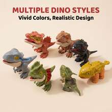 Tecforood Set Mainan Dinosaurus Gigit Jari, Figur Dinosaurus Mini Lucu dengan Sendi yang Dapat Bergerak, Permainan Interaktif Gigit Jepret yang Menyenangkan, Model Dinosaurus Kecil dengan Desain Gaya Kartun, Mainan Dinosaurus Ukuran Saku Portabel, Permainan Imajinatif, Hiburan dan Penghilang Stres - MultiWarna - View 5