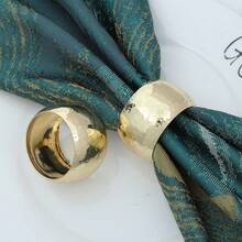 6/10pcs Elegant Minimalist Metal Drum-Shaped Stone Texture Napkin Rings, Suitable For Wedding Decor, Holiday Celebration, Daily Table Setting - Multicolor - View 3