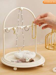 1pc Nordic Style Iron Jewelry Display Stand With Tray - Multicolor - View 5